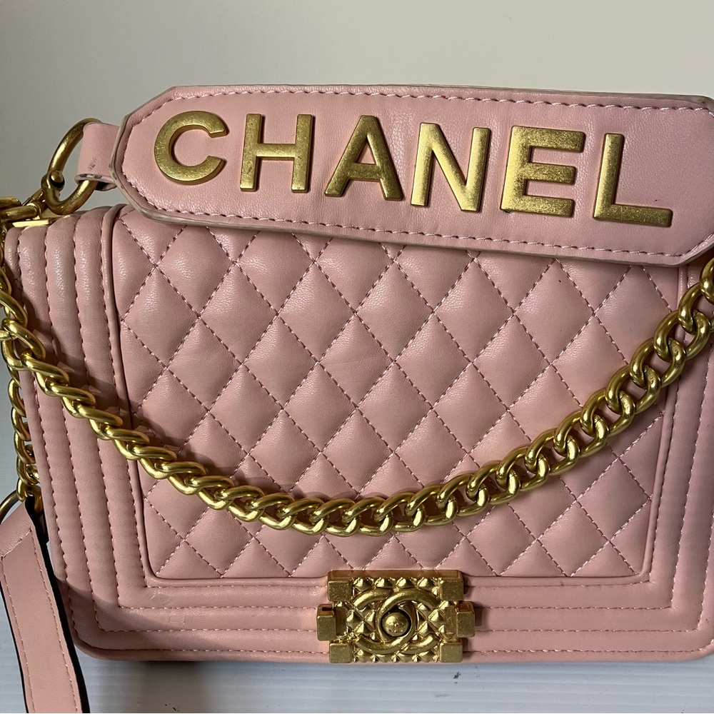 Chanel Small Gold Enchained Quilted Boy Flap Bag in Pink - Picture 5 of 15